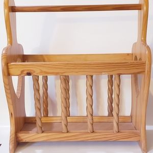 Magazine Rack Vinyl Album Holder Solid Oak Wood Carry